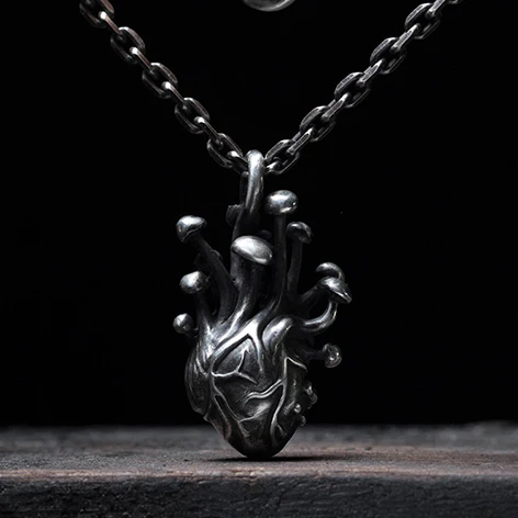 Dropshipping Gift Gothic Style Heart Pendant Necklace For Men Stainless Steel 316L 2021 Halloween Couple Friend's Gift