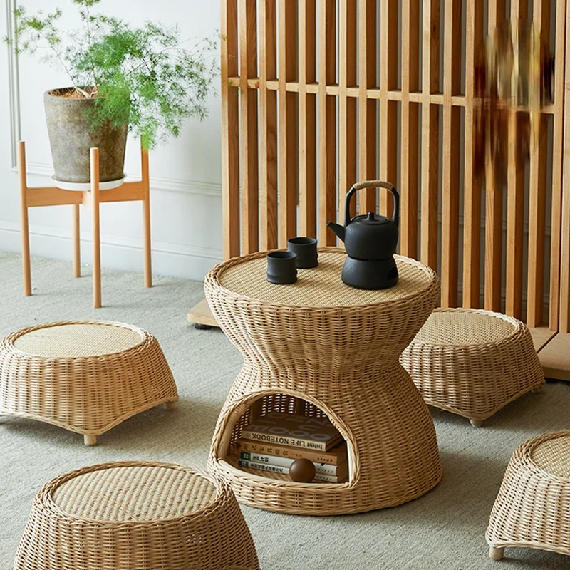 Home Real Rattan Rattan Tea Table Tea Table Bay Window Coffee Table Nordic Table Design Zen Leisure Tatami Small Table Low Table