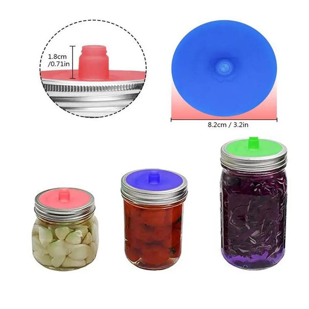 5Pcs Mason Jar Lids Silicone Lids with Sealed Ring Waterless Airlock Fermentation Lids for Sauerkraut Kimchi Pickles KitchenTool image 3