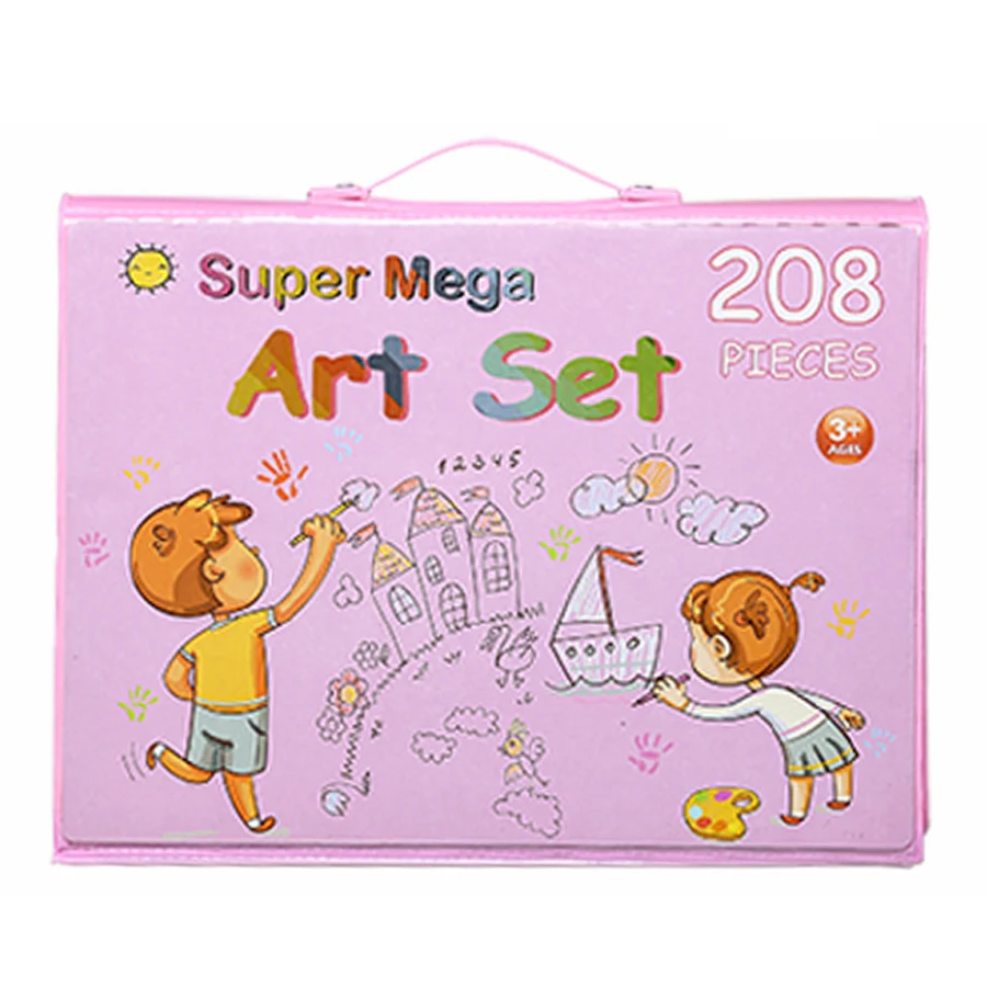 ペイントドローイングセット,208個,クレヨン色鉛筆,水彩ペン,子供用,学生用,アートセット,ブラシ
