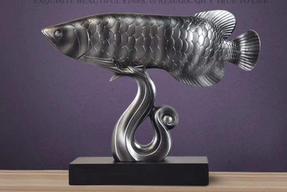 

furnished Rich animals and fish gold arowana for wealth and home accessories Crafts decoration Fine Statue Lucky Sculpture