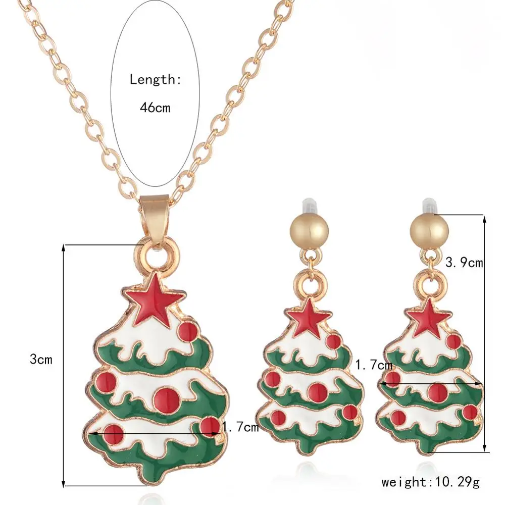 12pcs/lot New Popular Winter Snowing Christmas Tree Necklace And Earring Set For Gifts