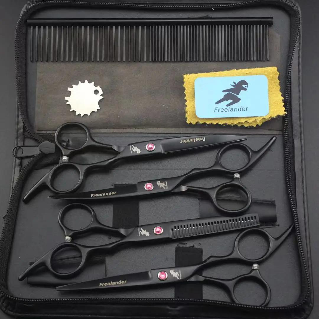 Professional 6 Inch Pet Dog Grooming Scissors Set Straight&Thinning&Curved Scissors Kits Dog Shears Set