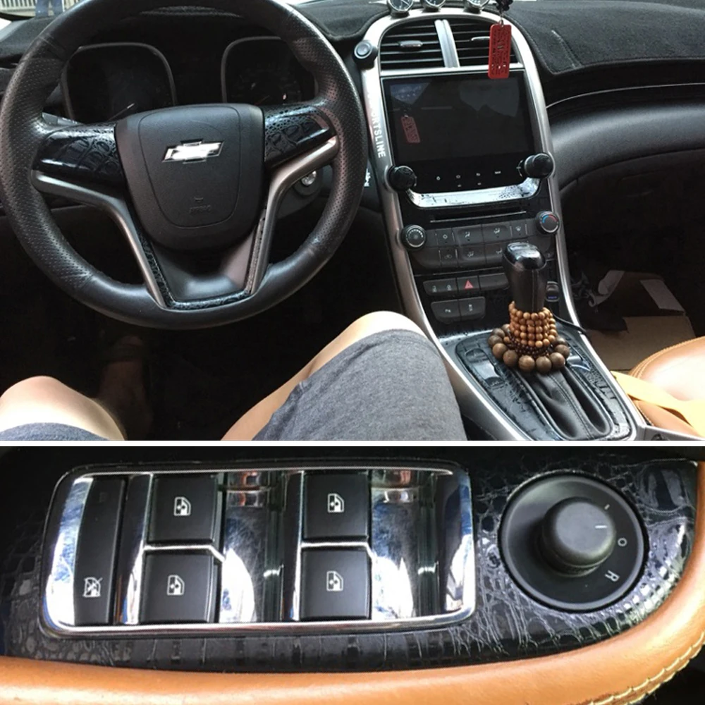 For Chevrolet Malibu 2012-2015 Interior Central Control Panel Door Handle Carbon Fiber Stickers Decals Car Styling Accessorie