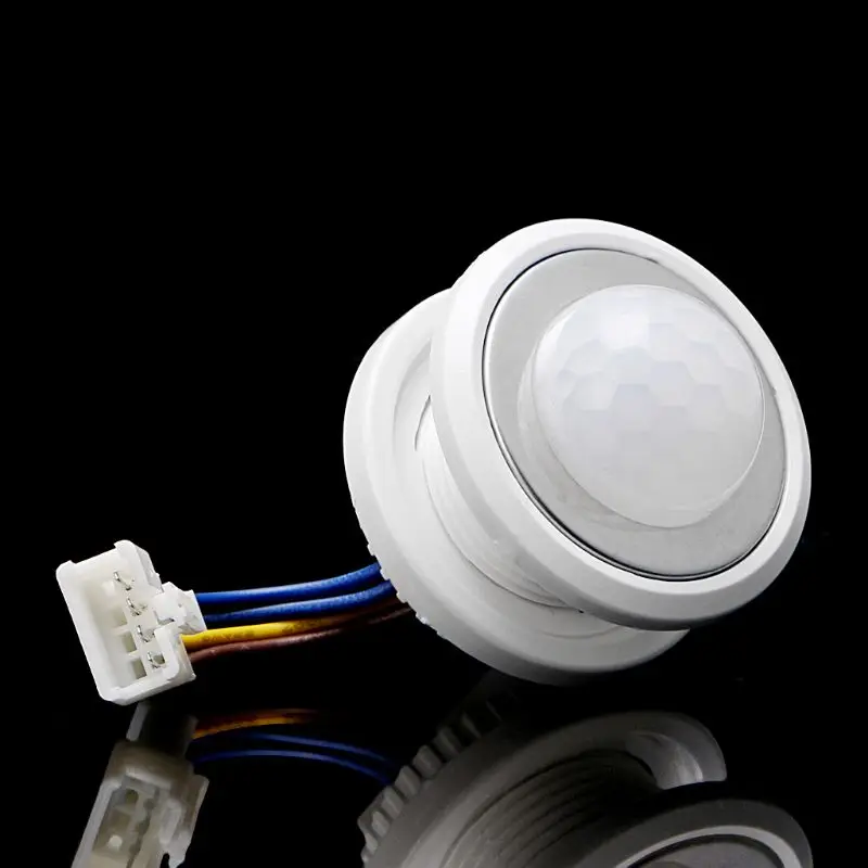 Interruptor de Sensor de movimiento infrarrojo, Detector PIR LED de 40mm con retardo de tiempo ajustable L4MD