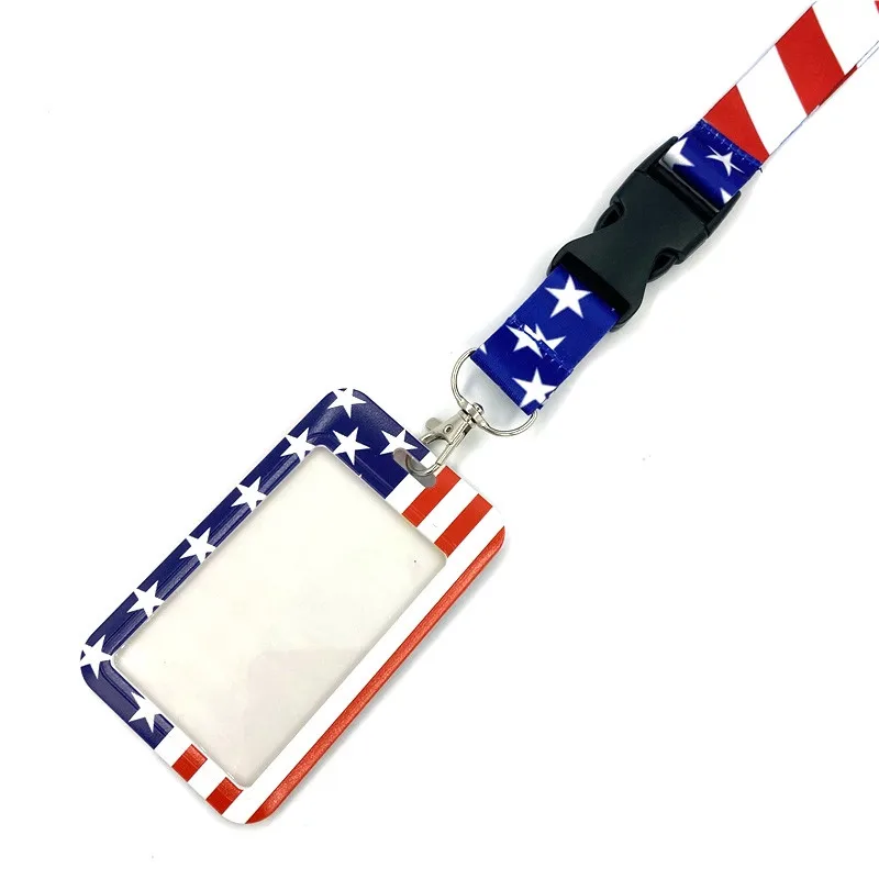 American Flag Printed Lanyard For Keys Camera Whistle Cool ID Badge Holder Neck Straps Hang Rope Mobile Phone Accessories Gifts