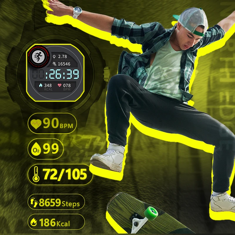 NORTH EDGE Men's Smart Watch Heart Rate, Blood Pressure and Oxygen Monitoring Multi-function Ladies Sports Watch for Android ISO