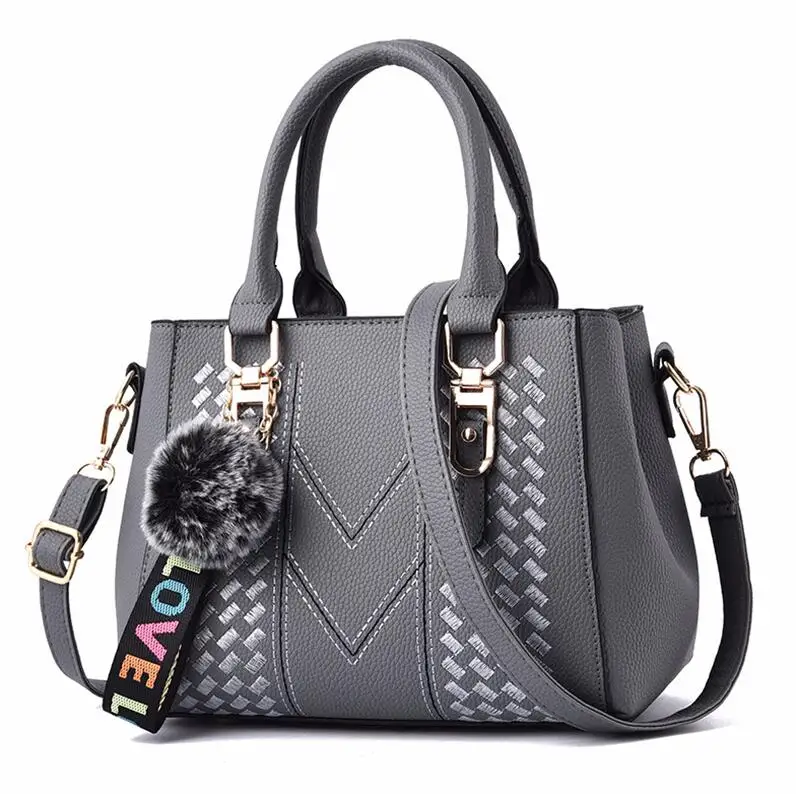 Borduren Messenger Bags Dames Leren handtassen Tassen voor dames Sac a Main Dames haarbal handtas
