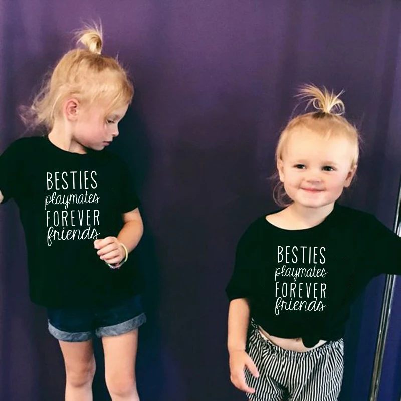 

Besties Playmates Forever Friends Kids T Shirt Children Toddler Best Friends Funny Top Tees Brothers Sisters Fashion Tee Shirt