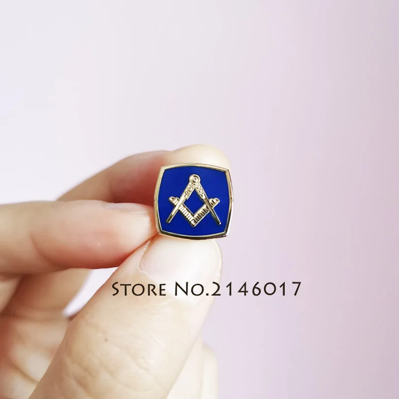 

100pcs Masonic Lapel Pin Free Masons Square Compass without G Enamel Blue Lodge Metal Badges Freemason Custom Pins and Brooches