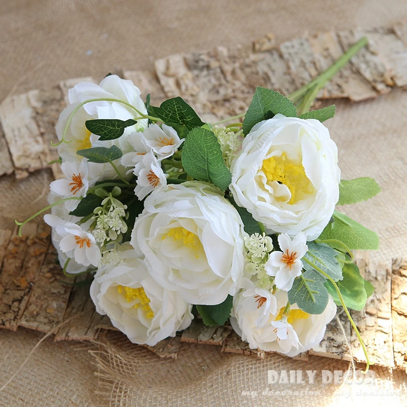 

6 bouquet / lot ! wholesale beautiful Artificial peony silk flowers fake peony bouquets for wedding party decoration white