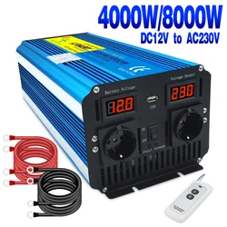 Inverter a onda sinusoidale pura DC 12v a AC 110V/220V 4000W/ 8000W trasformatore di tensione convertitore di potenza Inverter solare presa ue/usa