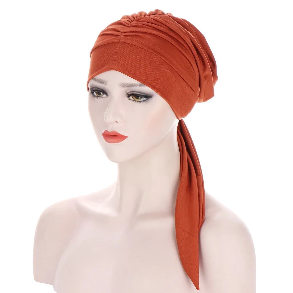 Women Muslim Hijab Flower Print Turban Hat Cover Chemo Caps Hair Loss Head Scarf Muslim Headwrap Pre-Tied Bandana Turbante Mujer