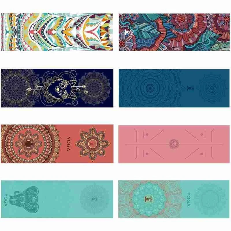 185*63cm Yoga Mat Towel Double Layer Non-Slip Fitness Mat Towel Portable Printing Yoga Exercise Pad Cover Yoga Accessories