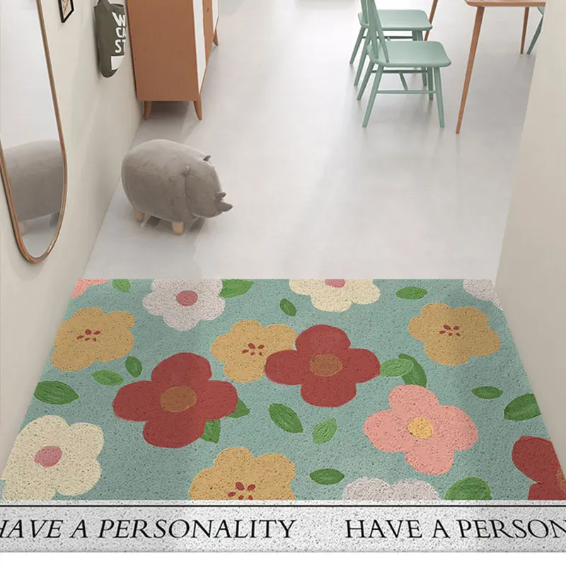 Flowers Doormat Entrance Carpet Entrance Hallway Welcome Printed Non-slip Rugs Front Doormat Outdoor Pad Kitchen Bedroom Cutable