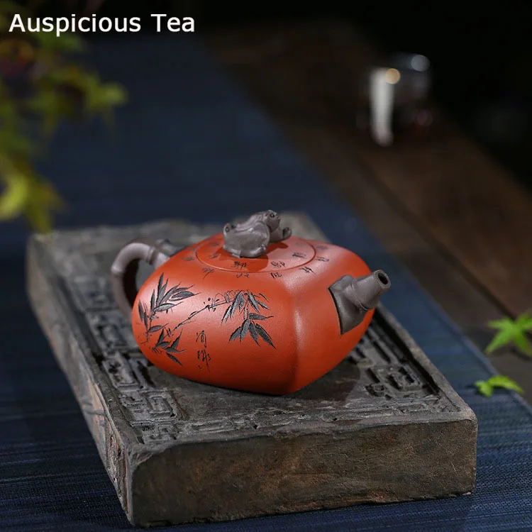 380ml Authentic Yixing Purple Clay Teapot Master Pure Handmade Purple Clay Teapot Sifang Blessing Teapot Gift Tea Set