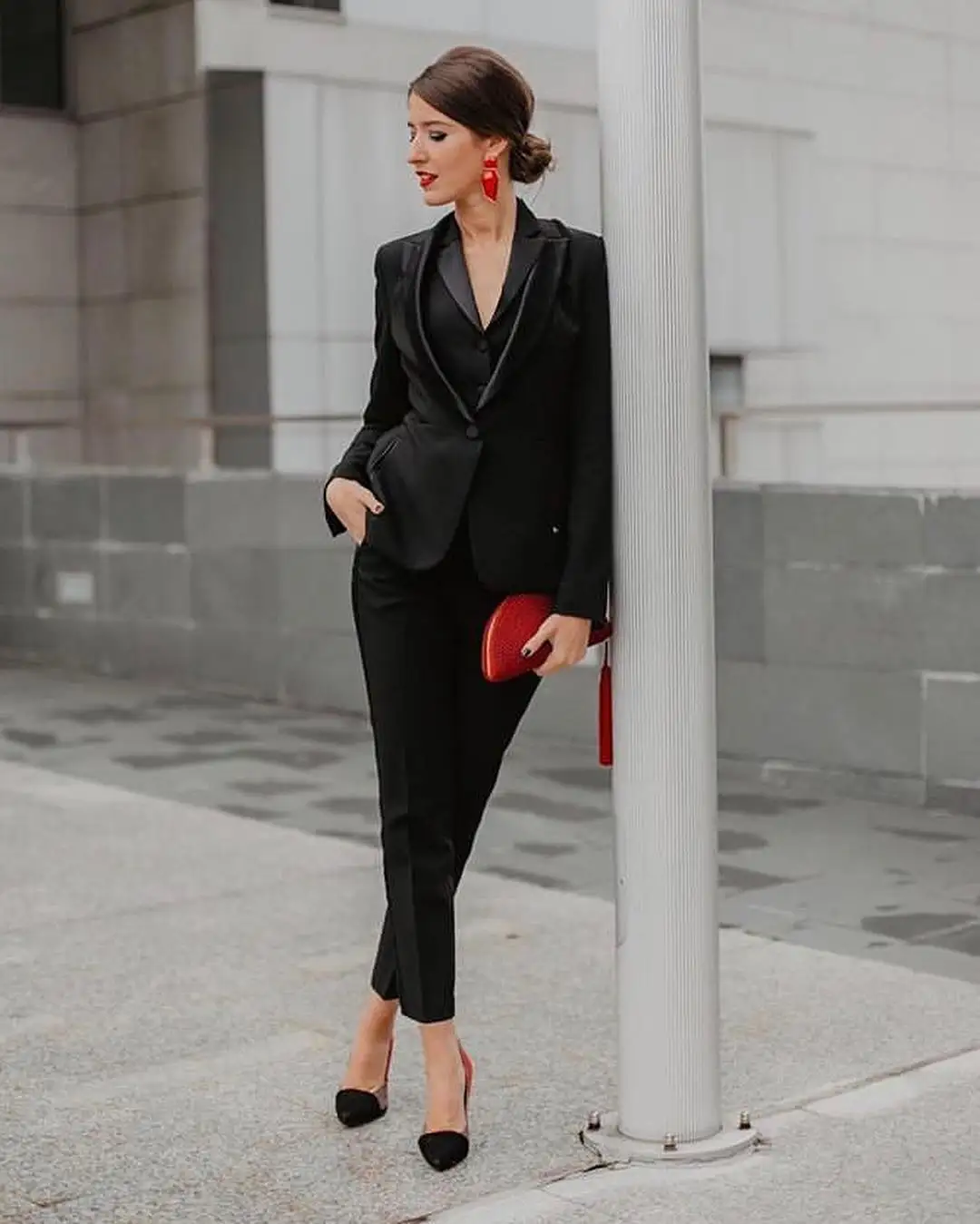 Streetwear Elegant Women Pants Suits Solid Color Catwalk Casual Office Lady Wedding  Jacket Coat Blazer 2 Pieces