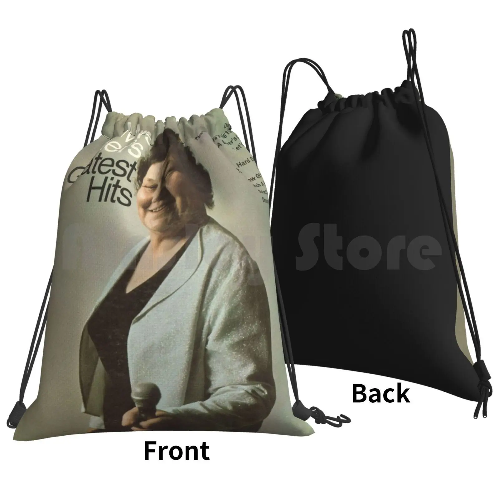 Mrs. Elva Miller Backpack Drawstring Bags Gym Bag Waterproof Mrs Miller 60s 1960s Musician Music The Cover Record