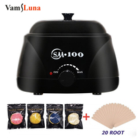 Electric Wax Heater Paraffin Warmer Hair Removal Machine ,100g Beans 10pcs Wood Stickers Hair Removal Sets Waxing Kit