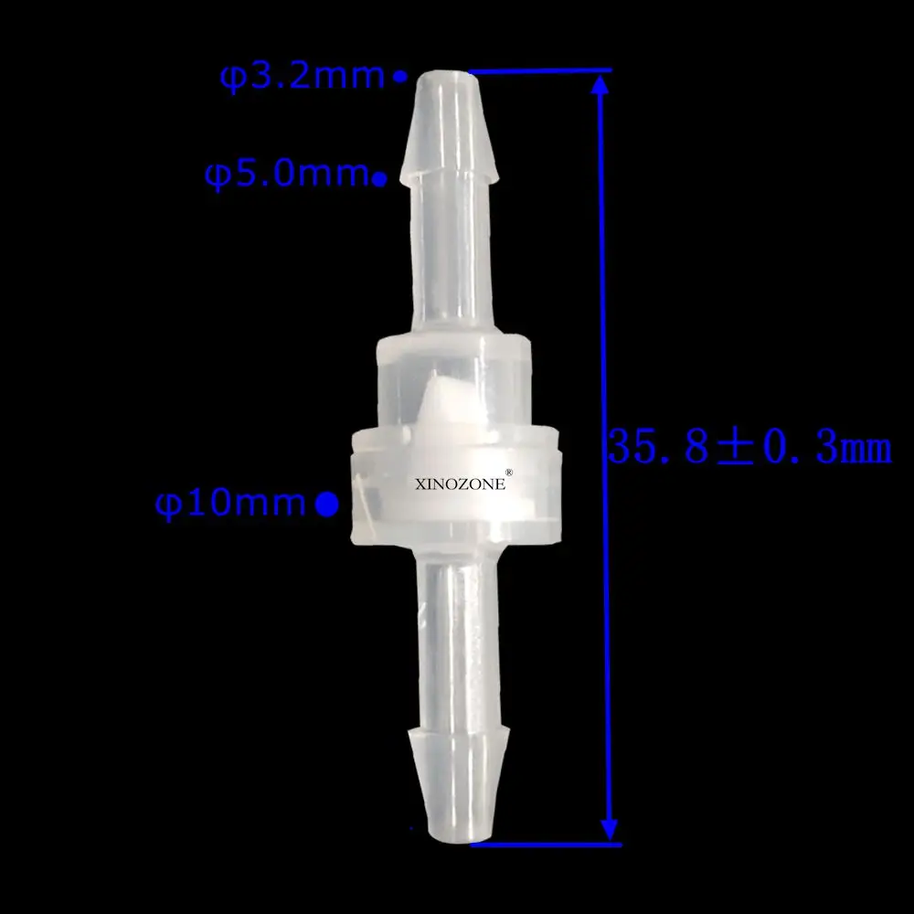 XINOZONE-Duckbill Válvula PP, não Retornar diafragma Conector, 3.2mm, Válvula PVDF, 1/8 ", 3/16"