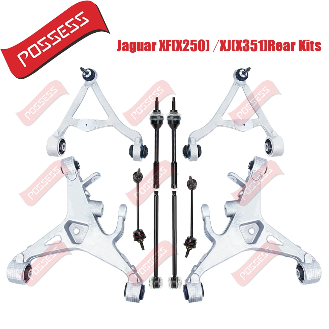 8 Pieces Rear Suspension Control Arm Stabilizer Link Tie Rod End Kits For Jaguar XF X250 XJ X350 X358 XJ XJL X351 XK X150