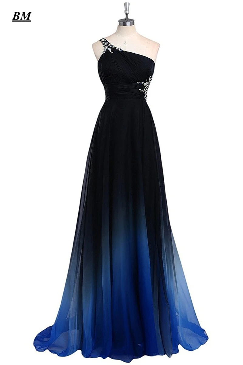 Sexy A-lijn Ombre Prom Jurken 2021 Chiffon Pailletten Kralen Lange Gradiënt Avondjurk Party Gown Vestidos De Gala BM12