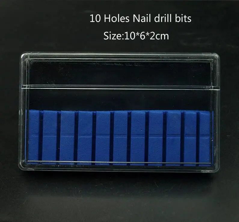 6 7 10 14 20 30 Slots Clear Nail Boor Plastic Storage Box Holder Container Manicure Snijders Display Nail accessorie