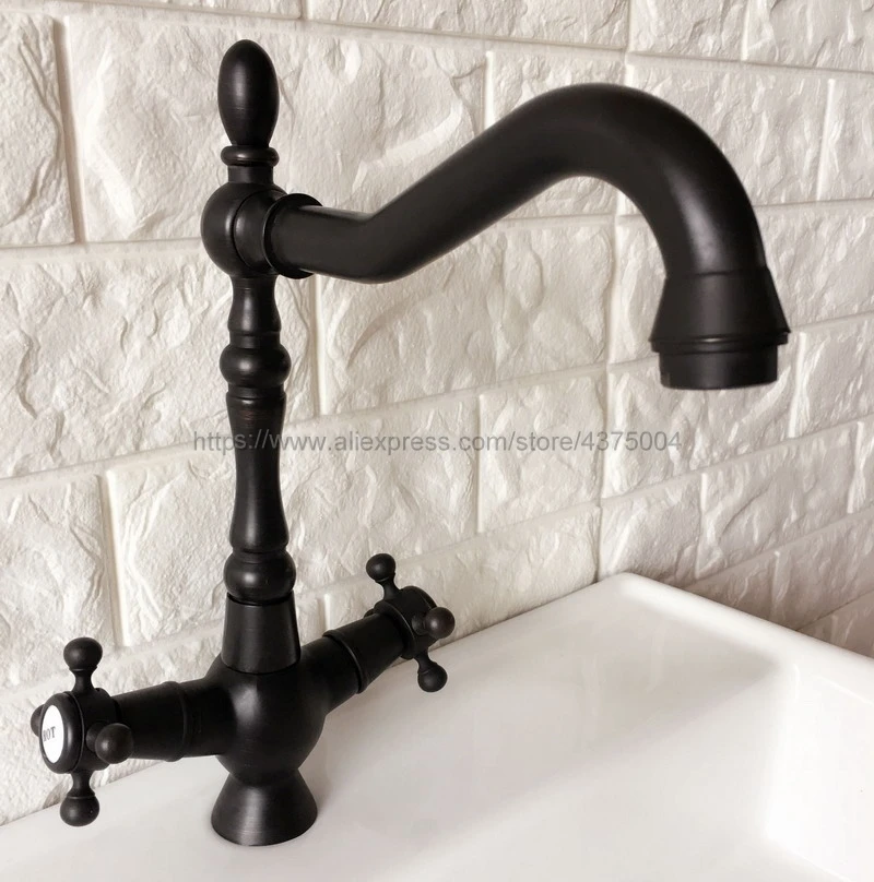 

Bathroom Faucet Oil Rubbed Bronze Double Cross Handles Bathroom Basin Faucets Deck Mount Bathbasin Vanity Mixer Taps Nnf381