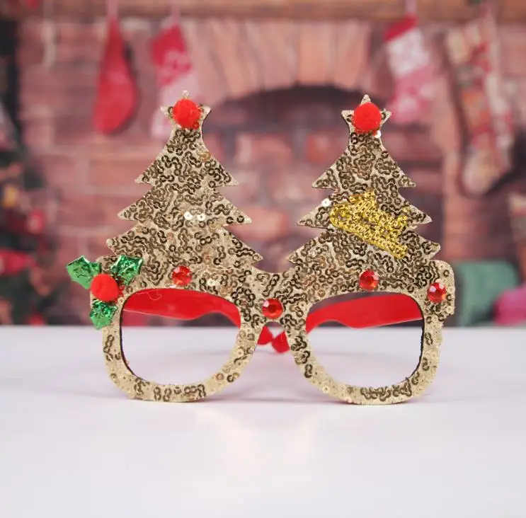 

Santa Eye Sunglasses Novelty Tree Deer Ear Glasses Frame Photo Props Xmas Fancy Dress Christmas Party Wear favor gift