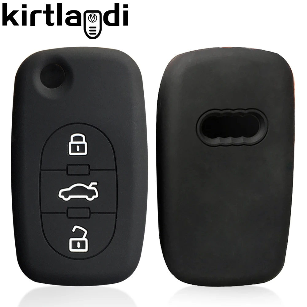 kirtlandi key case for audi a1 a4 b6 a6 c5 tt 8N silicone car key cover 3 button key holder keychain accessories protection