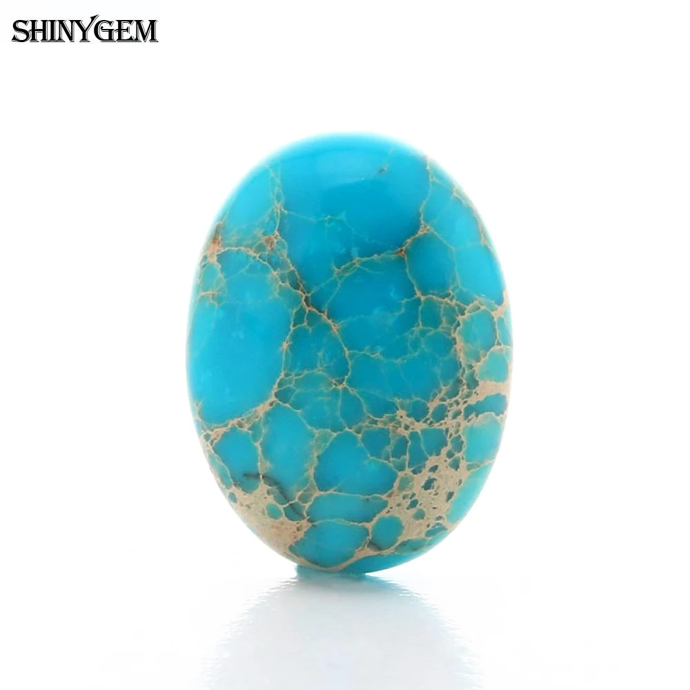 ShinyGem 10pcs 13x18mm Oval Blue Sea Sediment Natural Cabochon Stone For DIY Jewelry Accessories With Inlaid Ring Bracelet