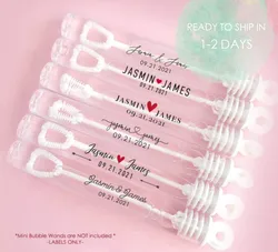 Personalized Wedding Bubble Tube Labels Custom Clear Bubble Wand Name Text Logo Stickers Transparent Marriage Decoration Makeup
