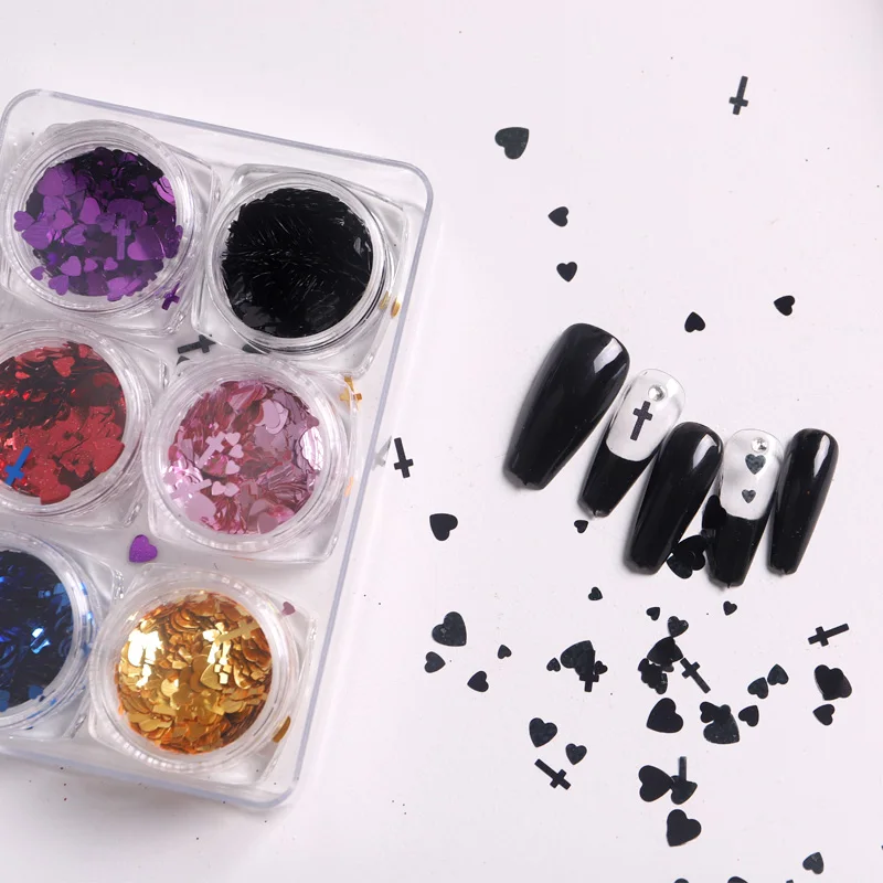 

TSZS 6pcs/set Wholesale Colorful Love Design Glitter Heart Sprinkle Manicure DIY Valentine's Day Nail Art Nail Sequins