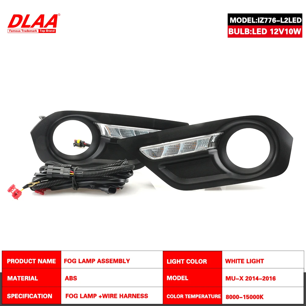 DLAA For MUX 2014 2015 2016 Front Fog Lights Car Styling Spot Light Fog Lamps With Switch