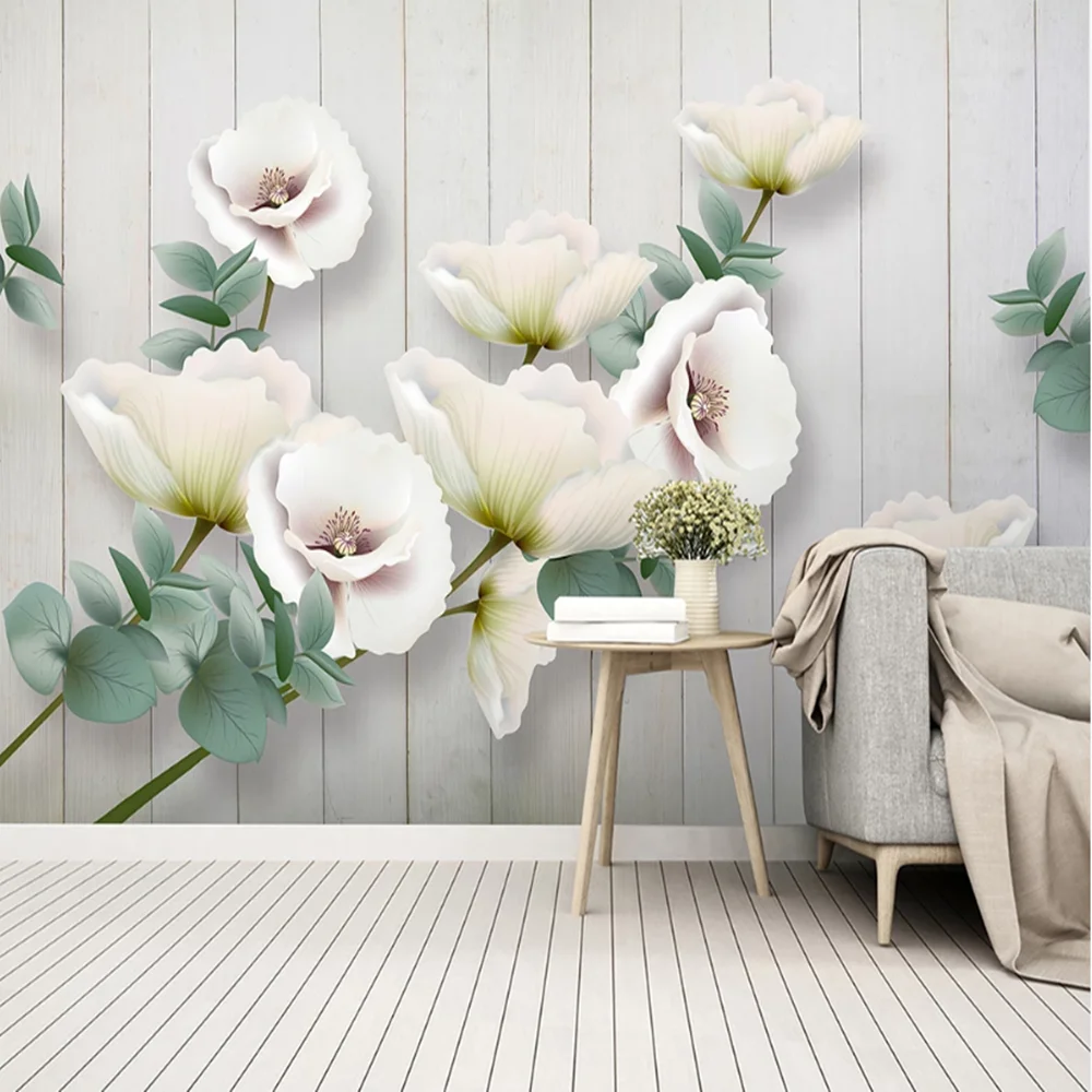 

milofi custom do not 3D modern hand-painted relief magnolia flower large TV background wallpaper mural