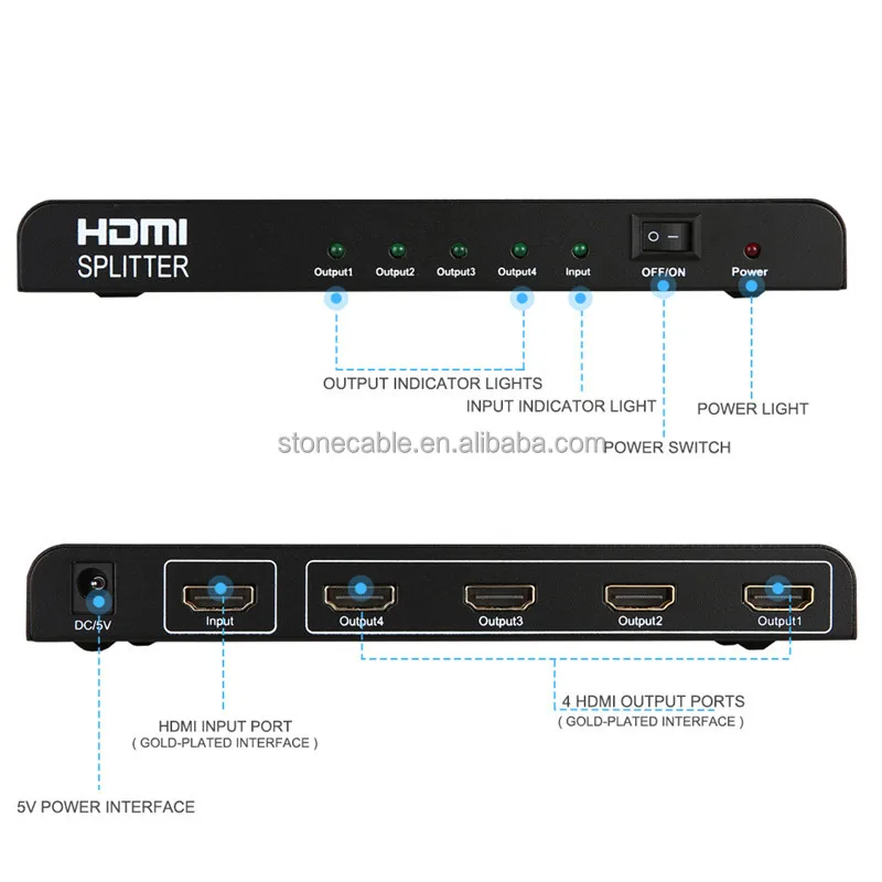 Imagem -05 - para Fora Vídeo Hdmi Divisor Entrada Saída 1x4 Portas hd Completo Suporte 4k 2k 1080p Alta Qualidade em