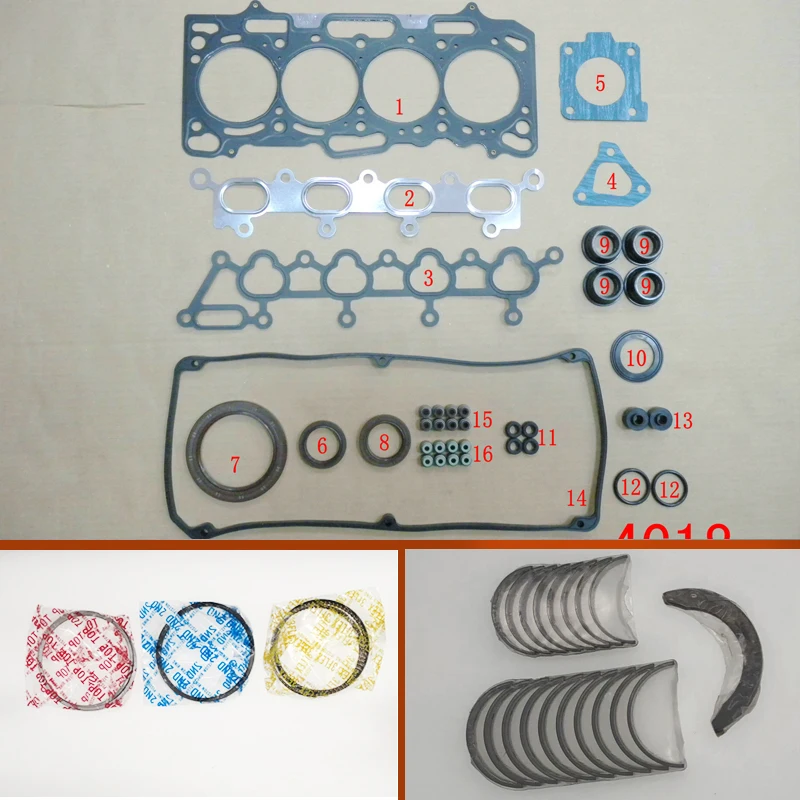 

4G18 Full Gasket kit crankshaft connecting rod bearing piston ring for Mitsubishi LANCER LING/kuda/sparce star/colt plus 1.6L