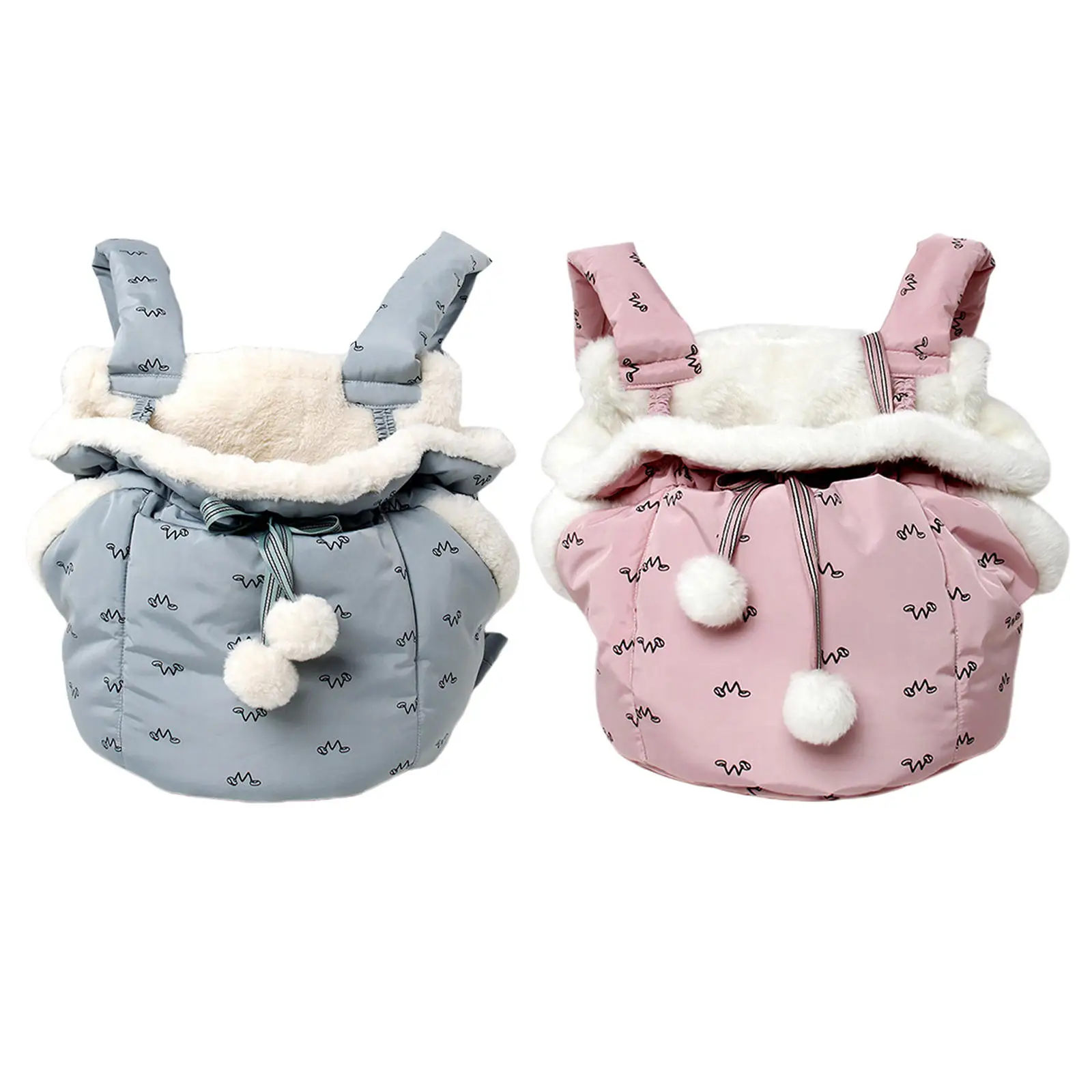 Warm Pet Carrier Bag Small Cat Dogs Backpack Winter Plush Pets Cage for Outdoor Travel Pet Hanging Chest Bags 2-5kg Load-bearing