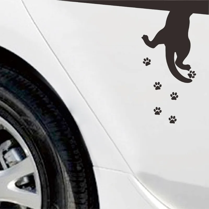 Black Puppy Climbing Footprints Wall Stickers Living Room Cupboard Windows Decoration Wallpaper Home Decor Interesting Sticker
