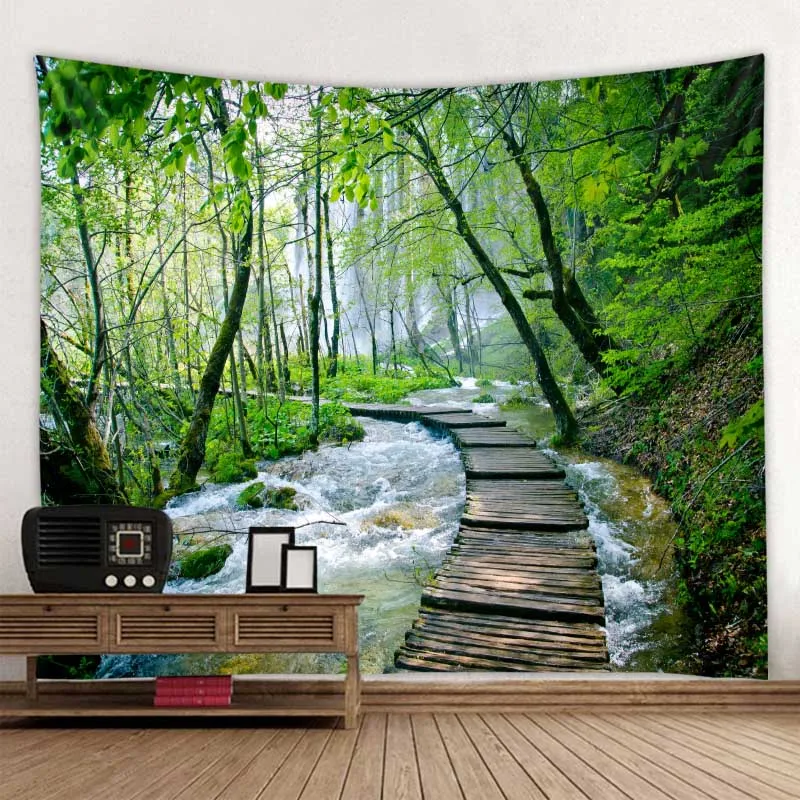 Beautiful natural landscape tapestry wall hanging beach picnic rug camping tent sleeping pad home decoration bed sheet