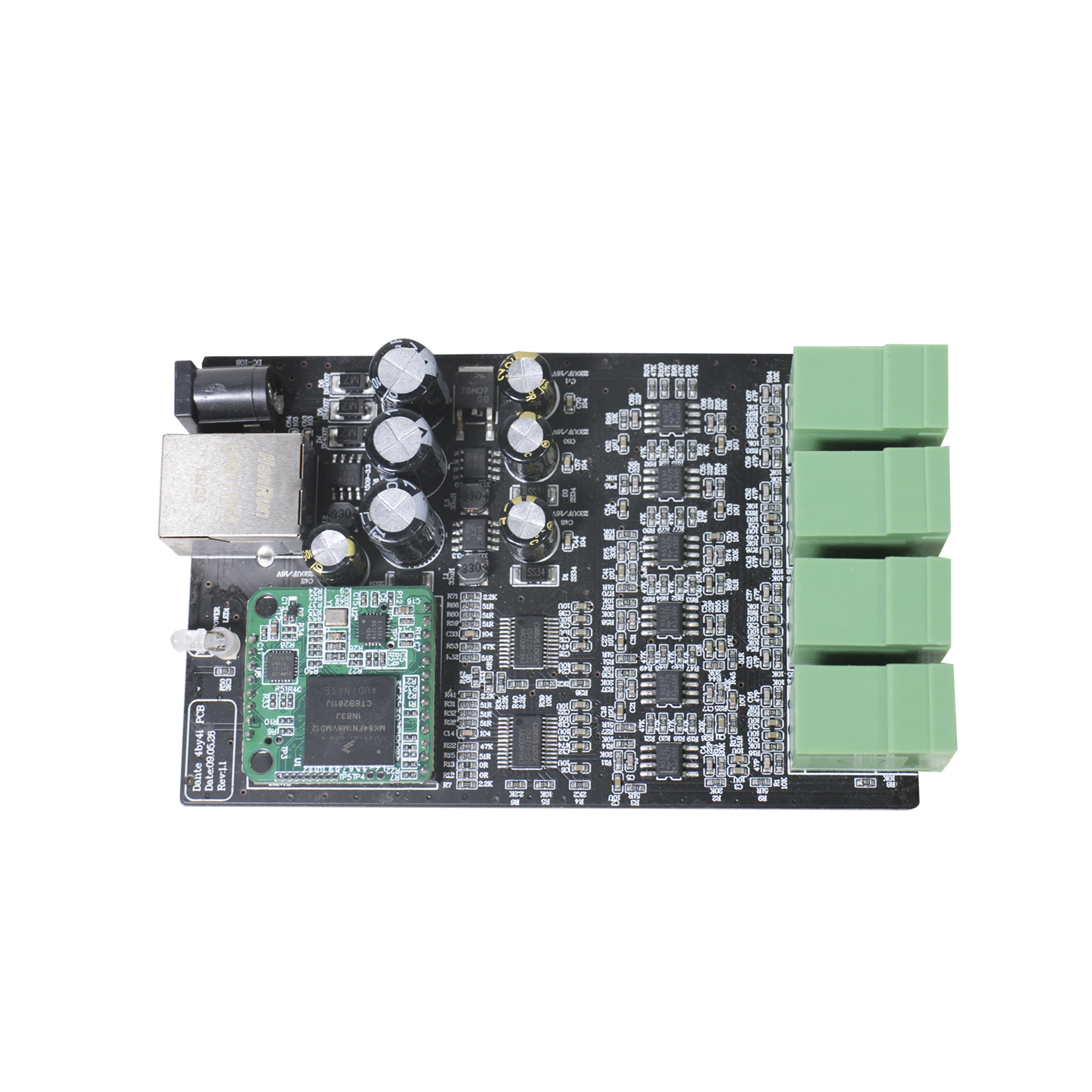 Professional Dante Audio IP Network PCB 4 In 4 Out Dante Transmitter Converter Printed Circuit Board, Support 12VDC Power