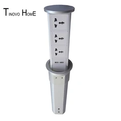 Home / Office / kitchen desktop socket pneumatic slow spring up / universal standard power 3-bit jack/ white module USB charging