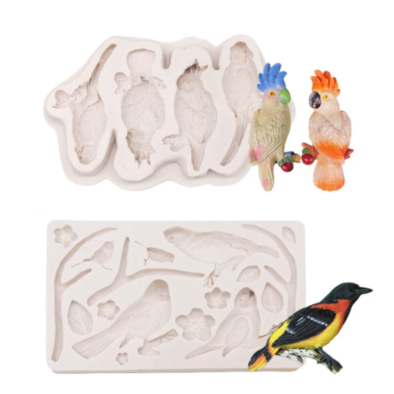 Parrot Twig & Bird Silicone Molds Fondant Cakes Decor Tools Silicone Molds Sugarcraft Chocolate Baking Tools Cakes Gumpaste Form