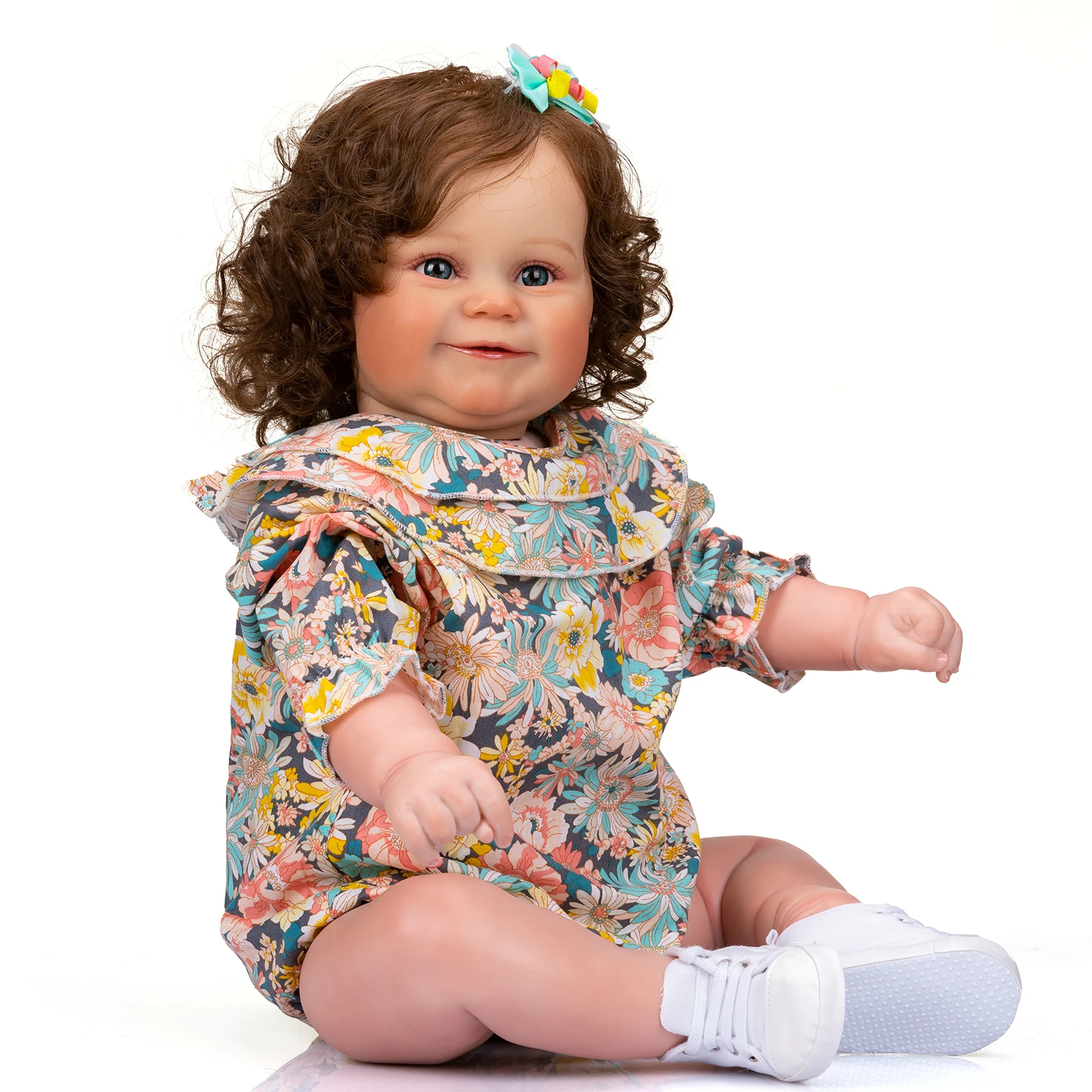 NPK 60CM Huge Size Maddie Baby Reborn Toddler Popular  Girl Doll with Rooted brown hair Soft Cuddle Body High Quality Doll