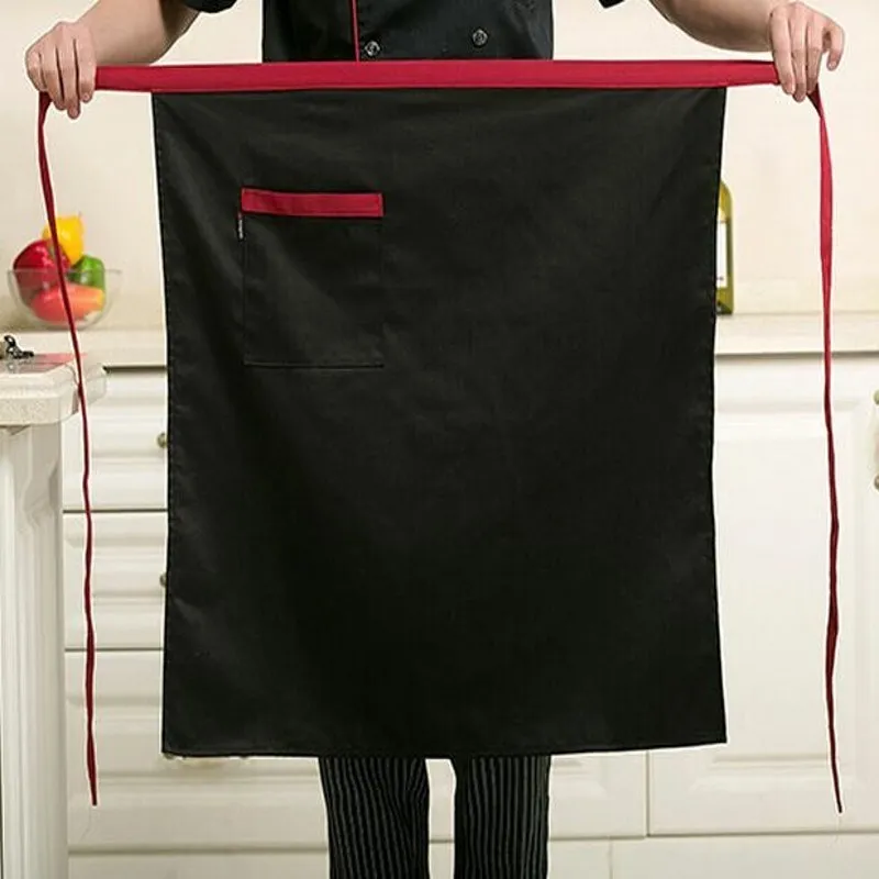 1Pc Adjustable With Pockets Oil Proof Waterproof  Half Body Kitchen Restaurant Hotel Chef  Waiter Apron