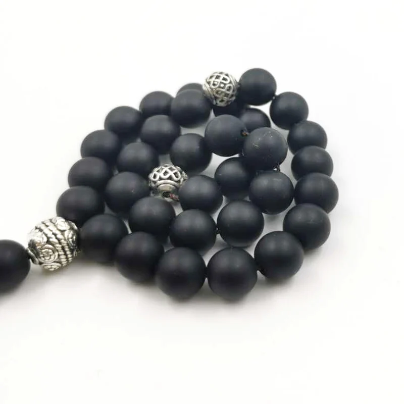 Uomo Frosted agate Tasbih Nuovo stile Nero di pietra branelli di preghiera Musulmani 33 66 99Misbaha rosario regalo Islamico