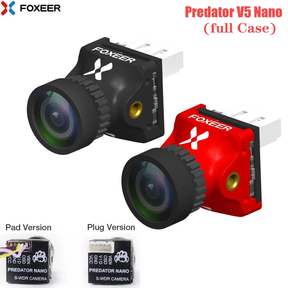 Foxeer Predator V5 Nano full Case Racing FPV 1000TVL Camera Switchable Super WDR OSD 4ms Latency Upgraded for FPV RC Drone