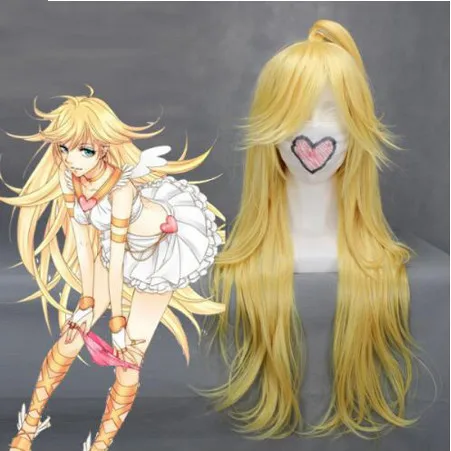 Panty En Stocking Met Garterbelt-Panty Geel Blonde Anime Cosplay Pruik + Pruik Cap