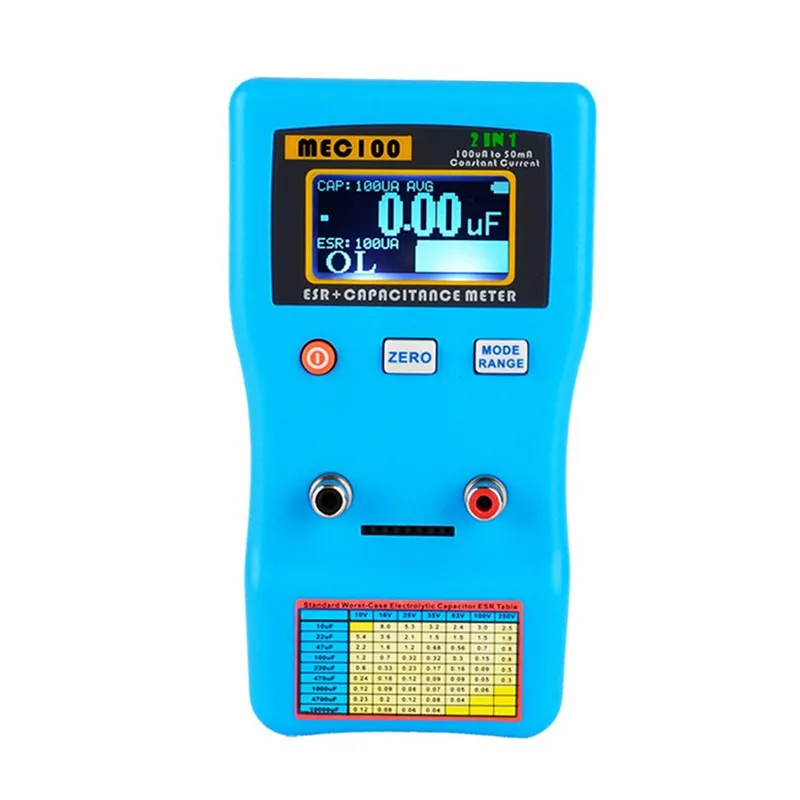 MEC-100 Capacitor Automatic Range Capacitance ESR Meter Tester w/ Kelvin Clip