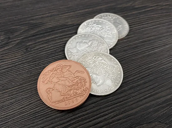 WILD COINS Magic Tricks Four Silver Coins Turn Copper Maiga Magician Close Up Illusions Gimmick Props Funny FISM